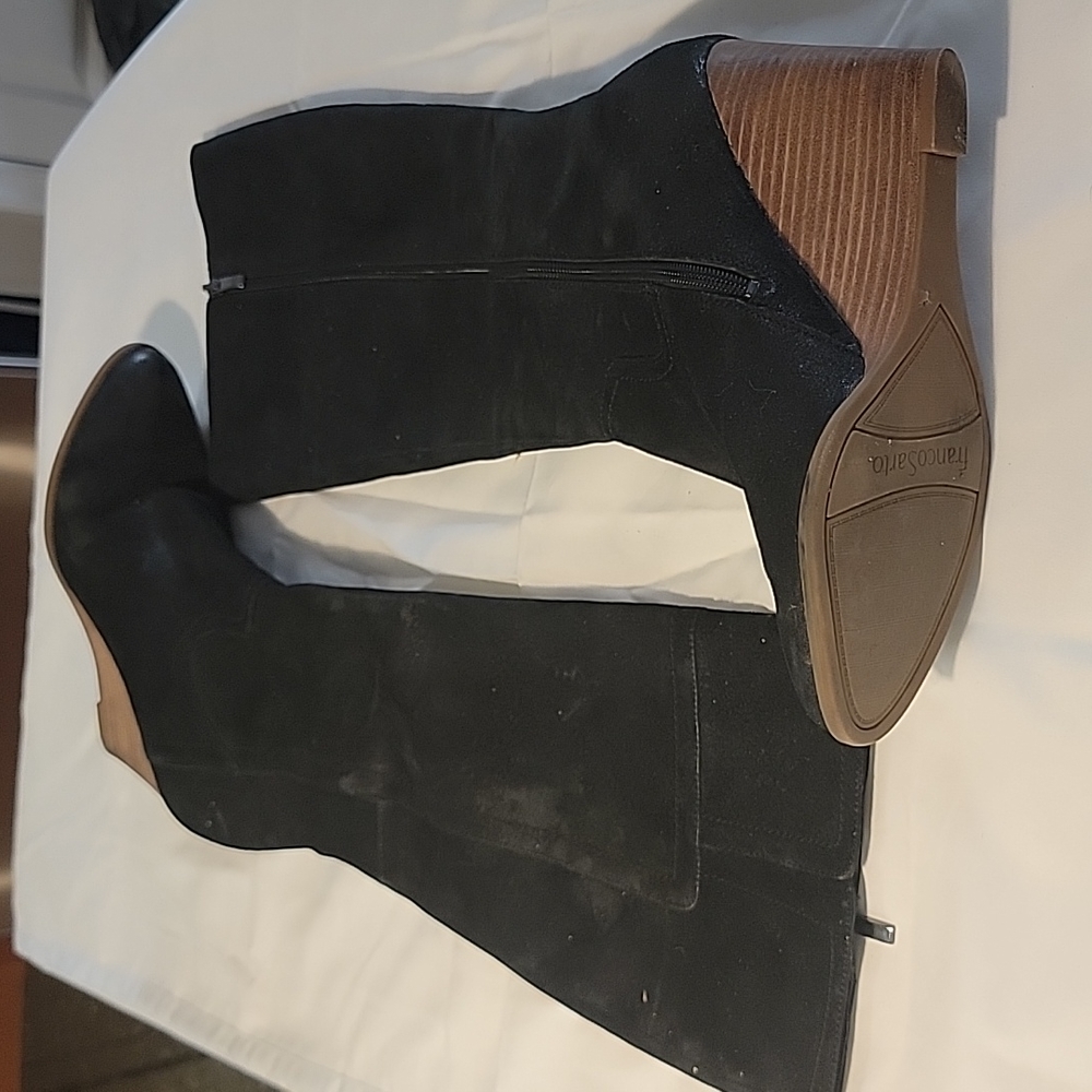 Franco Sarto black suede high boots